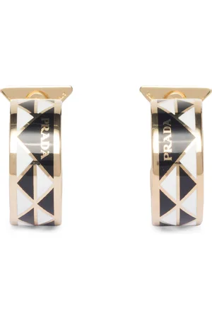 Prada Enamel Triangle Hoop Earrings