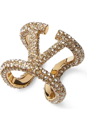 VALENTINO GARAVANI Crystal-Embellished VLogo Ring