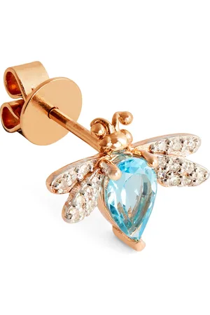 BEE GODDESS Diamond and Topaz Honey Bee Single Earring