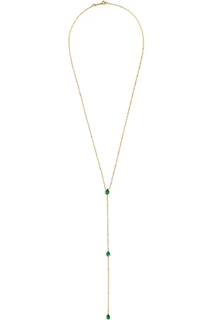 Anita Yellow and Emerald Lariat Necklace