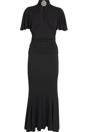 Cinq A Sept Embellished Ruched Rosita Midi Dress