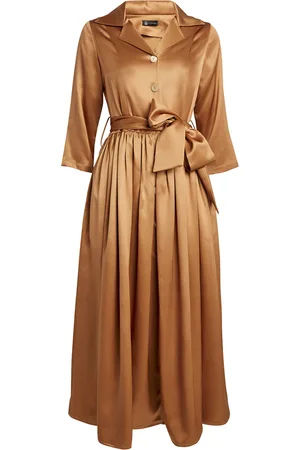 COLOMBO Silk Belted Midi Shirt Dress