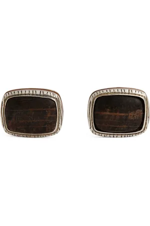 Tateossian Silver and Oak Wood Cufflinks