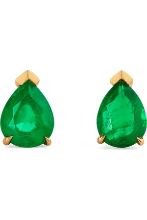 Azlee Yellow and Emerald Stud Earrings