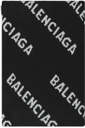 Balenciaga Virgin Wool All-Over Logo Scarf