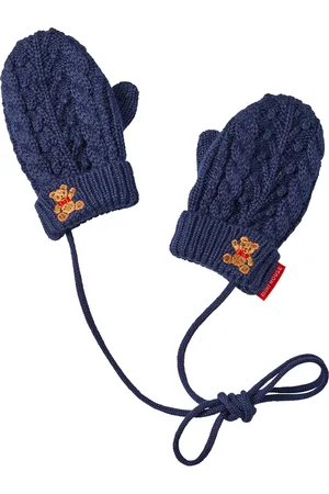 Miki House Embroidered Cable-Knit Mittens
