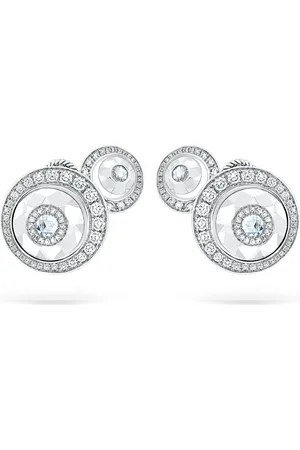 David Morris White Gold and Diamond Rose Cut Forever Two Motif Earrings