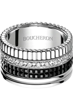 Boucheron Large White Gold and Diamond Quatre Black Ring
