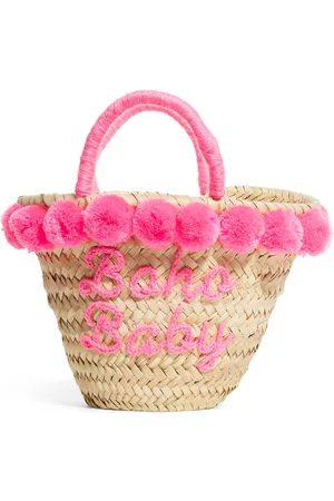 Bonita Pompom Boho Basket Bag