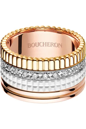 Boucheron Large Mixed Gold and Diamond Quatre White Ring