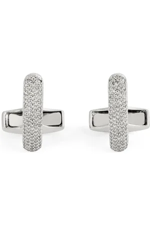 Tateossian Sterling and Diamond Baton Cufflinks