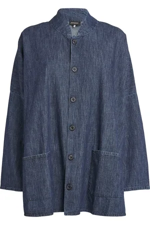 ‎Eskandar‎ Mandarin-Collar Denim Jacket