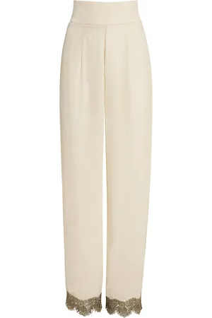 LORETTA CAPONI Velvet Lace-Trim Ada Pyjama Trousers