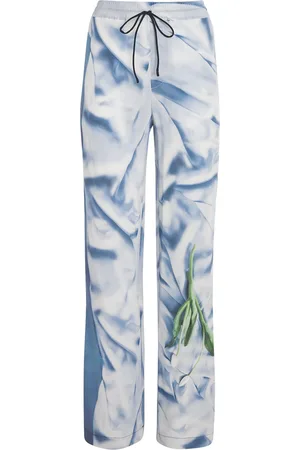 Victoria Beckham Silk Pleated Satin Print Pyjama Trousers