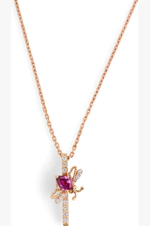 BEE GODDESS Diamond and Radolite Letter I Necklace