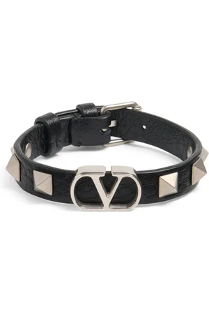 VALENTINO GARAVANI Leather Studded VLogo Bracelet