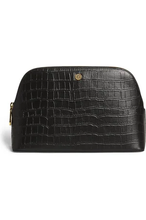 HARRODS Large Croc-Embossed Leather Cosmetics Bag