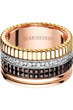 Boucheron Large Mixed Gold and Diamond Quatre Classique Ring