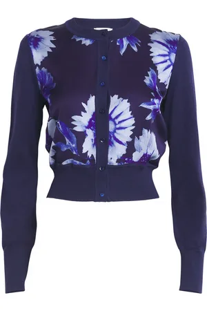Erdem Cropped Printed Panel Cardigan