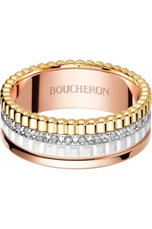 Boucheron Small Mixed Gold and Diamond Quatre White Edition Ring