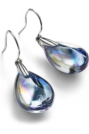 Baccarat Sterling Silver Fleurs de Psydelic Iridescent Clear Earrings