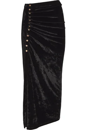 Paco rabanne Velvet Draped Midi Skirt