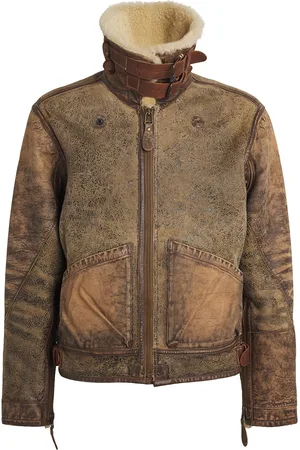 Ralph Lauren Leather-Shearling Bomber Jacket