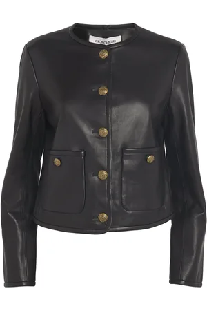 VERONICA BEARD Leather Collarless Andrea Jacket