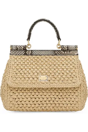 Dolce & Gabbana Medium Raffia Sicily Top-Handle Bag