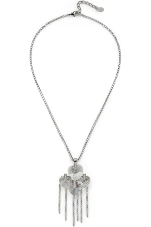 Jimmy Choo Crystal-Embellished Heart Drop Necklace