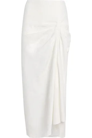 SIR Linen-Blend Asymmetric Midi Skirt