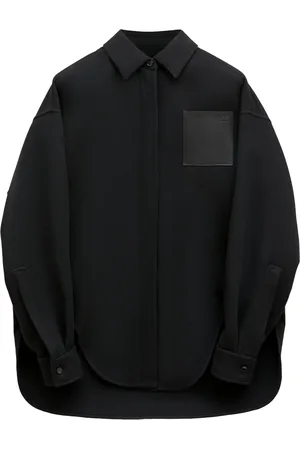 Loewe Wool-Blend Leather-Pocket Overshirt