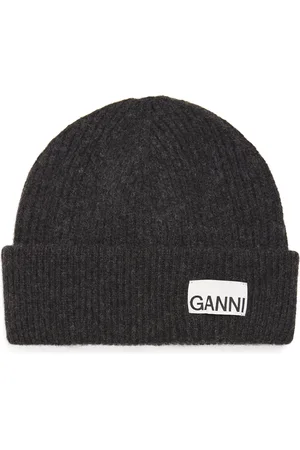 Ganni Logo-Patch Ribbed Beanie