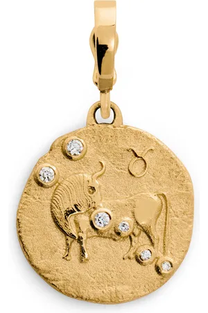 Azlee Small Yellow and Diamond Taurus Coin Charm