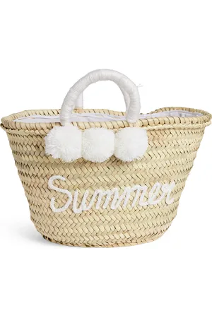 Bonita Large Straw Summer Pom-Pom Basket Bag