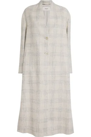 Agnona Silk-Linen-Blend Check Coat