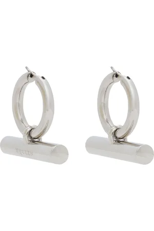 Alexander McQueen Palladium-Plated T-Bar Hoop Earrings