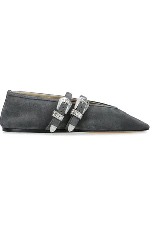 Le Monde Beryl Suede Buckled Claudia Ballet Flats