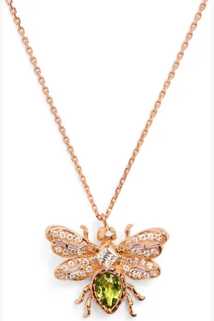 BEE GODDESS Diamond and Peridot Honey Bee Necklace