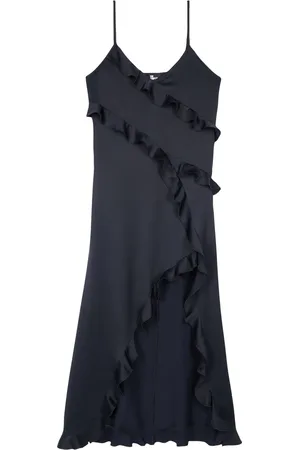 The Kooples Satin Ruffled Slip Midi Dress