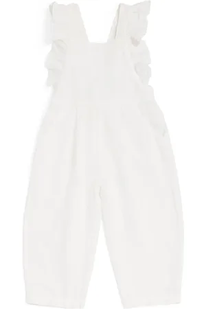 Il gufo Linen Frill-Trim Dungarees
