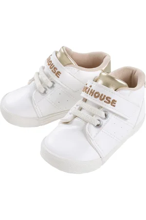 Miki House Leather Logo Strap Sneakers