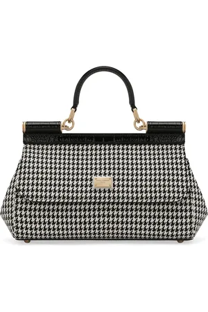 Dolce & Gabbana Medium Houndstooth Sicily Top-Handle Bag
