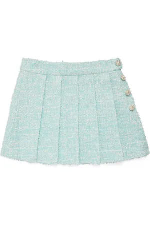 Self-Portrait Bouclé Pleated Skirt