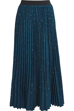 Maje Rhinestone Pleated Midi Skirt