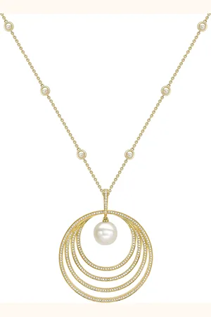 Boodles Yellow , Diamond and Pearl Roulette Pendant Necklace