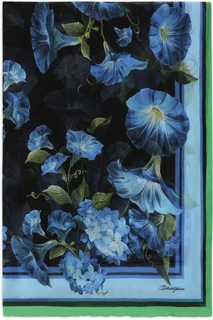 Dolce & Gabbana Silk Crepon Foulard Floral Print Scarf