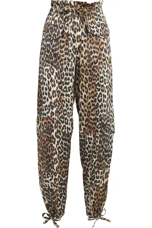 Ganni Satin Leopard Trousers