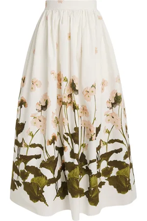 Erdem Cotton Floral Print Midi Skirt