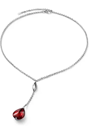 Baccarat Sterling SIlver and Crystal Fleurs de Psydelic Iridescent Red Necklace
